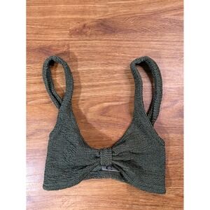 Hunza G Olive Green Crinkle Bikini Top OS